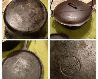 Cast iron! a dutch oven with lid and a lodge griddle!
