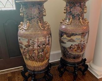 Beautiful Pair of Chinoiserie Floor Vases