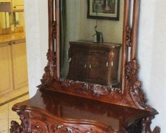 Profusely Carved Console & Mirror Beginning Bid Only $295.00!!!