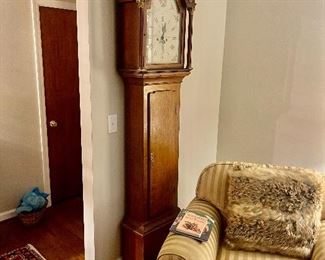 Magnificent English 18th Century Tall Case Grandfather Clock in Superb Condition. 
(Front View)