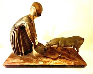 Art Deco French Sculpture on Marble Base