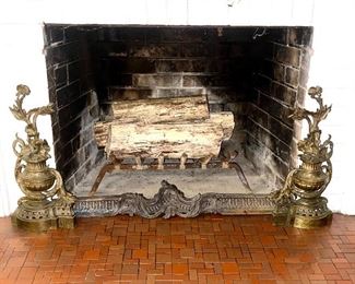 Superb Antique Brass Fireplace Fender
