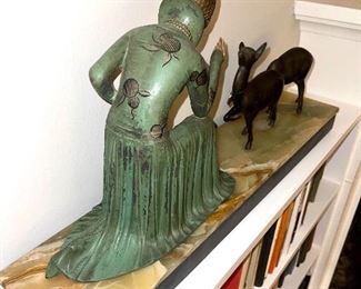 Art Deco Period French Statue on Marble Base