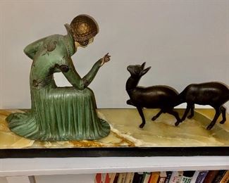 Art Deco Period French Statue On Marble Base