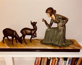 Art Deco Period French Statue On Marble Base