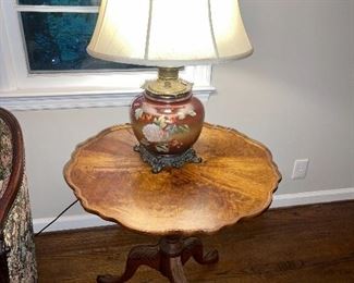 Magnificent Table Lamp On Top Of A Magnificent  Tri Legged TiltTop Tavern Table
