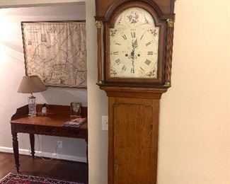 Magnificent English 18th Century Tall Case Grandfather Clock in Superb Condition. 
(Front View)