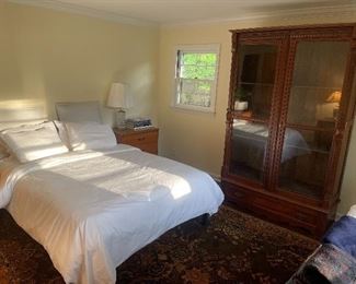 Queen Size Mattress, Boxspring &  Frame Plus Magnificent Antique Glass Display Cabinet Haberdashery 