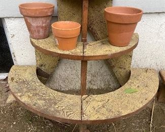Antique Three Tiered Wooden Plant Stand