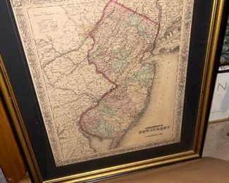 Historic Hand Colored & Framed New Jersey Map