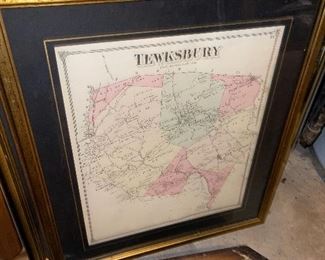 Historic Hand Colored and Framed Map Of Tewksbury New Jersey 