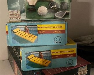 Battery Operated Golf Club Cleaner,
Electric Putting System And Two Brand New 
Floating Pool Lounges 