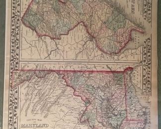 Antique County Map Of Maryland & Delaware