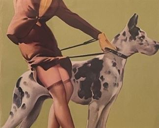 Vintage Risqué Illustrated Prints Of Women And Their Dogs