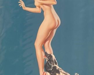 Vintage Risqué Illustrated Prints Of Women And Their Dogs