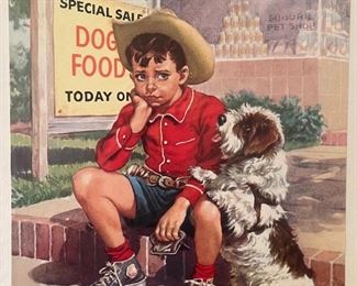 Vintage Illustration “Tough Luck Pal”
Featuring A Boy And His Dog Outside A Pet Shop