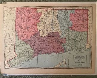 Early Hand Colored Map Of Connecticut  
