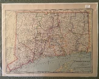 Early Hand Colored Map Of Connecticut 