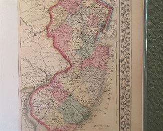 Early Hand Colored Map Of New Jersey