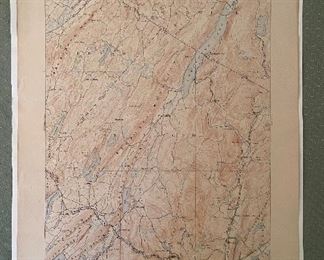 Early Hand Colored Topographic Map Of New York State 