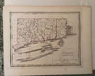 Early Hand Colored Map Of Connecticut 