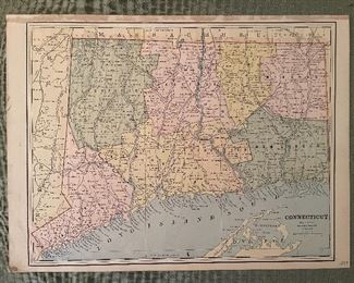 Early Hand Colored Map Of Connecticut 