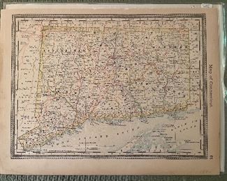 Early Hand Colored Map Of Connecticut 
