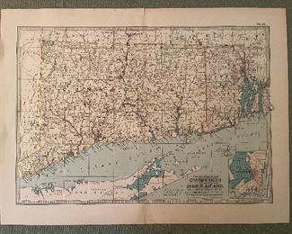 Early Hand Colored Map Of Connecticut & Rhode Island 