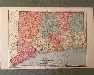 Early Hand Colored Map Of Connecticut 