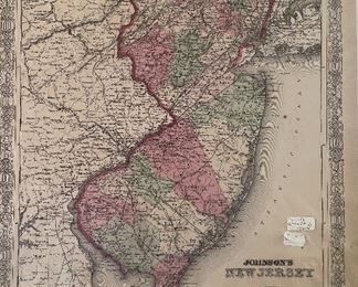 Early Hand Colored Map Of New Jersey