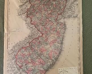 Early Hand Colored Map Of New Jersey