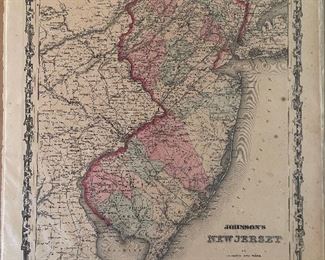Early Hand Colored Map Of New Jersey