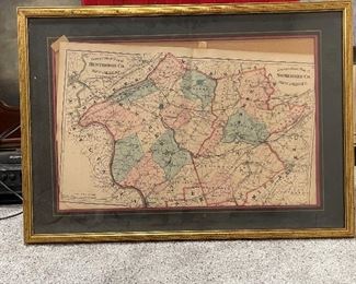 Very Early Hand Tinted Map Of Hunterdon & Somerset Counties