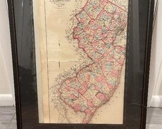 Early Hand Colored Map Of New Jersey