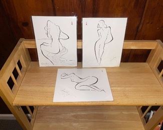 Original & Signed Huan Wang Drawings