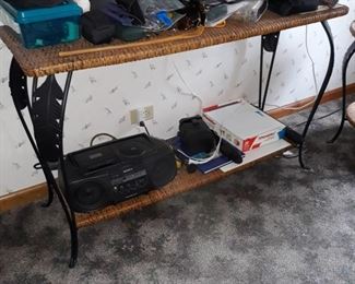 Sofa table, rattan on steel