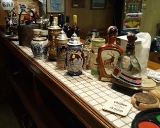 Beer steins  , decanters