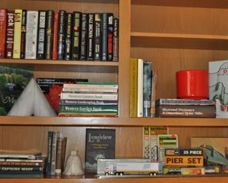 Madame Alexander doll (two) w/original box – Alice #1552, Madame Alexander doll w/original box – Heidi #1580, Madame Alexander doll w/original box – Netherlands #521, Madame Alexander doll w/original box - Poor Cinderella #1540, Wings of Texaco 1930 Travel Air Model R Mystery Ship NIB, Wings of Texaco 1931 Stearman Biplane NIB, Wings of Texaco Grumman Goose Airplane coin die cast metal bank NIB 4th in series, Wings of Texaco’s First Plane 1927 Ford Tri-Motored Monoplane NIB, books, Bachman trains and accessories N scale, bookends (alabaster, stone, marble, wooden, Snoopy)