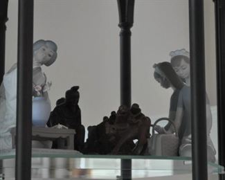 Lladro matte boy w/cymbal #4613 retired 
Lladro matte Geisha girl arranging flowers vase #4840
Lladro matte girl resting in tree w/book 
Lladro matte girl w/basket feeding bird 
