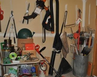 auto wash/detail supplies, Black & Decker Edge Hog, Black & Decker hedge trimmer, Black & Decker Mouse electric sander/polisher, Bryant outdoor lighting NIB, Chicago 19.2v cordless reciprocating saw NIB, Corian (Dawn Beige) slab 6’ tall, Corona Compound Action Tree Pruner, Craftsman 14 Amp 1300psi high pressure washer, extension cords, extra-large Christmas tree storage bag (w/tree), garden soil/fertilizer/chemicals, garden tools, General Moisture test meter #329, hose/hose reel, Igloo Elite Series ½ gallon water jug, Igloo Playmate cooler, Igloo Wheelie-Cool 42qt cooler, Makita battery drill w/charger and case, pots and planters – ceramic/terra cotta/plastic/brass, several sizes of garden pots, Shop-vac 3.0, Stack-On red Professional Steel Workbench w/back wall storage, Suncast Hosemobile, Wheelbarrow True Temper, WORX TriVac 12 Amp All-in-One Compact Blower/Mulcher/Vacuum