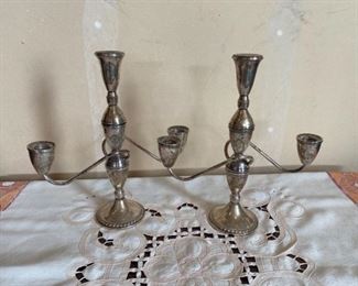 001g Sterling Duchin Creation Weighted Candlelabras