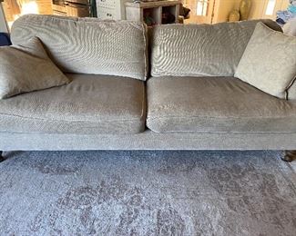soft grey two cushion sofa down filled 