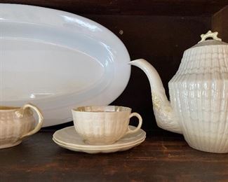 Collection of shell Belleek dishes 