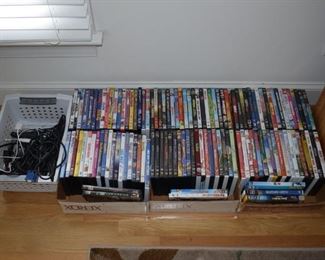 Assorted CDs -DVDs - Blurays and VHS Tapes