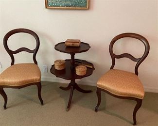 Victorian balloon back side chairs