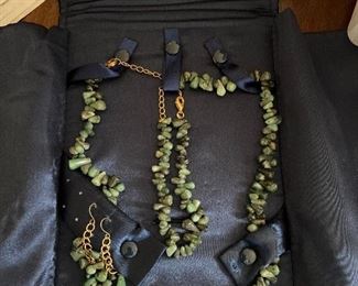 Raw emerald nugget necklace