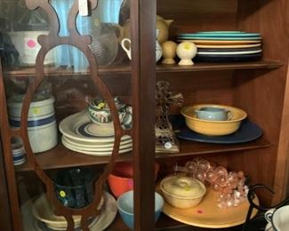 Antique china cabinet with Fiestaware