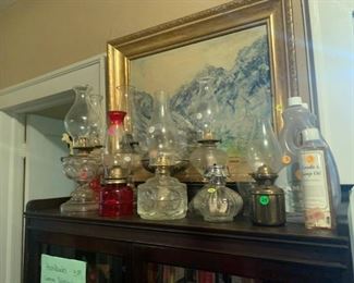 Collection of vintage oil lamps
