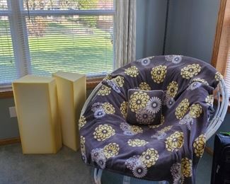 Papasan chair and foam bolster wedges