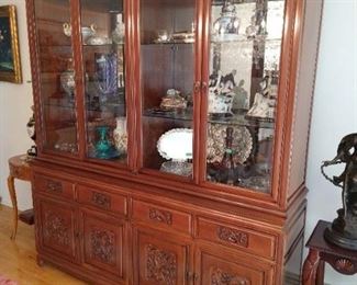 Finely Carved Wood Dragon Cabinet Case Curio Cabinet,